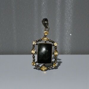 Stunning Black Golden Sandstone & Citrine .925 Pendant